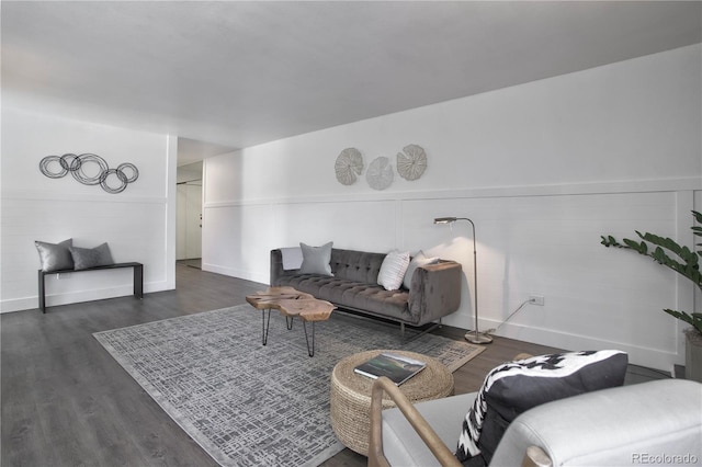 living room featuring dark hardwood / wood-style flooring