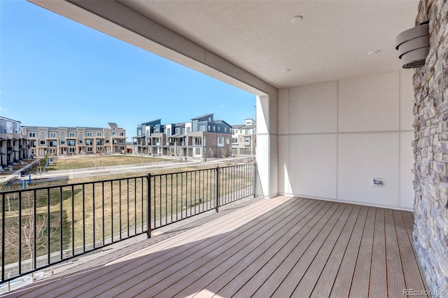 deck with a residential view