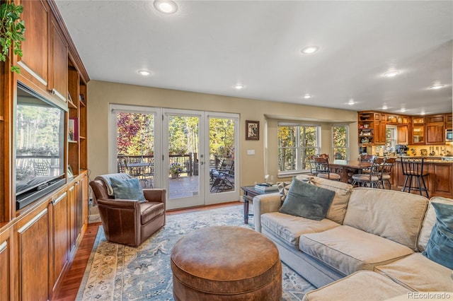 living room with light wood-type flooring