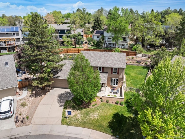 aerial view of residential area
