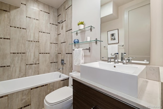 3615 Navajo St, Denver, CO 80211 - bathroom with tiled shower / bath, toilet, and vanity