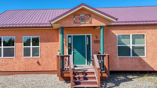 2680 Wild Bill Blvd, Westcliffe, CO 81252 - doorway to property featuring stucco siding and a metal roof