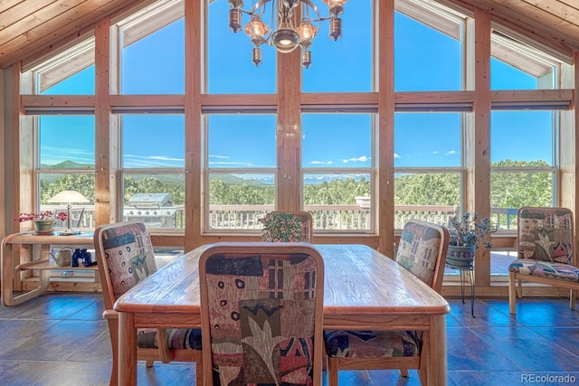 2680 Wild Bill Blvd, Westcliffe, CO 81252 - dining room featuring vaulted ceiling and a chandelier