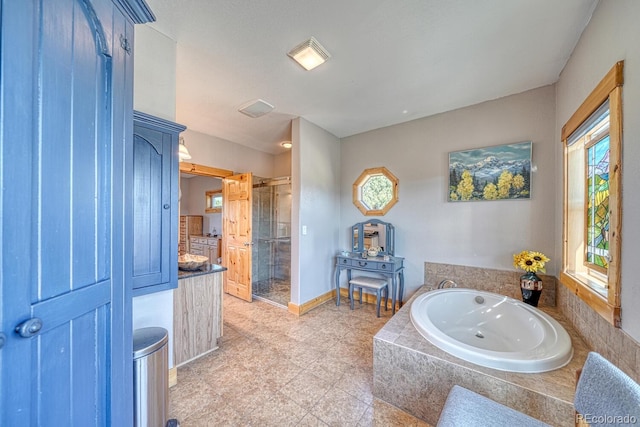 2680 Wild Bill Blvd, Westcliffe, CO 81252 - full bath with a bath, a stall shower, and vanity