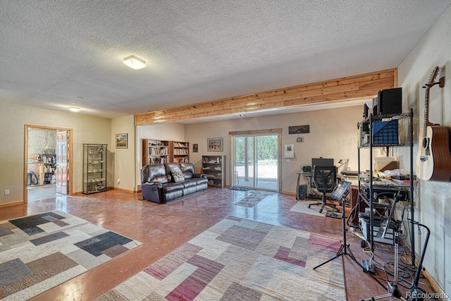 2680 Wild Bill Blvd, Westcliffe, CO 81252 - living area featuring a desk and a textured ceiling