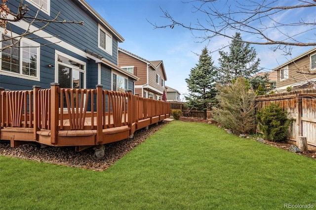 view of yard featuring a fenced backyard