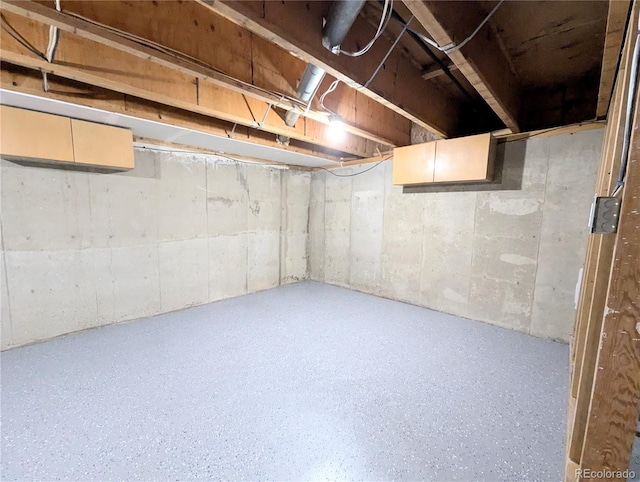 view of unfinished basement