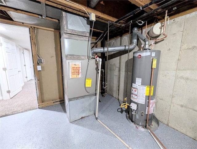 utilities featuring heating unit and water heater