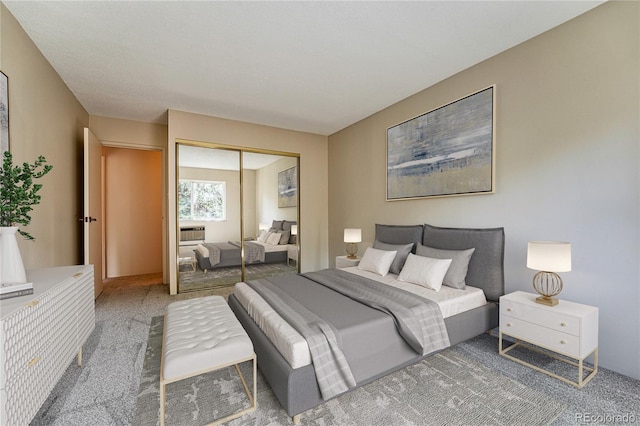 carpeted bedroom featuring a closet