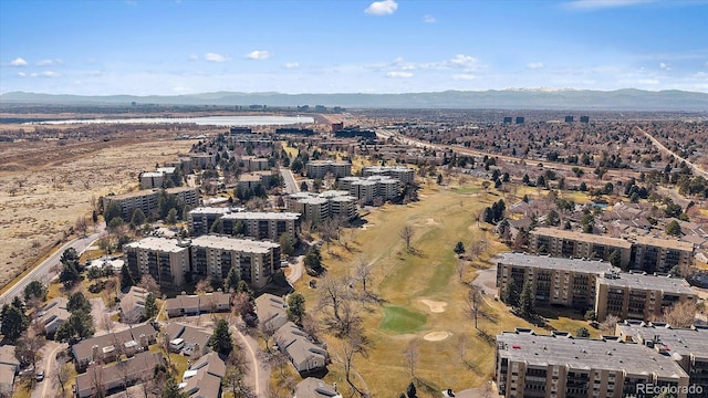 bird's eye view with a mountain view and a view of city