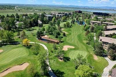 aerial view with view of golf course