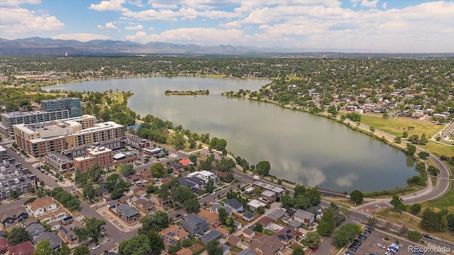 1632 Lowell Blvd Unit 5, Denver, CO 80204 - aerial view of property and surrounding area featuring a water and mountain view