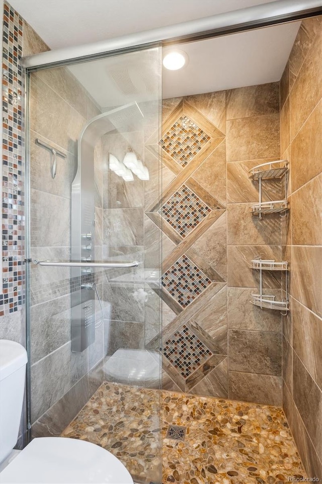 3406 E Fair Pl, Centennial, CO 80121 - full bathroom with toilet and a stall shower
