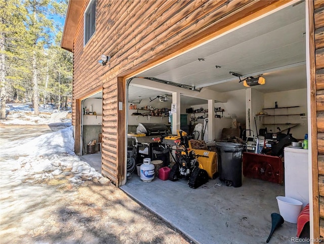 garage with a garage door opener