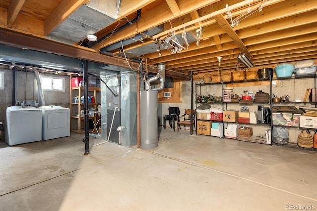 10886 E Berry Ave, Englewood, CO 80111 - below grade area with washing machine and dryer, water heater, and heating unit