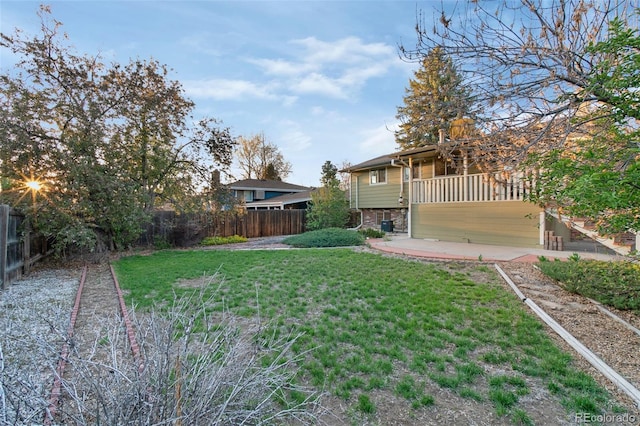 view of yard with a patio area and fence