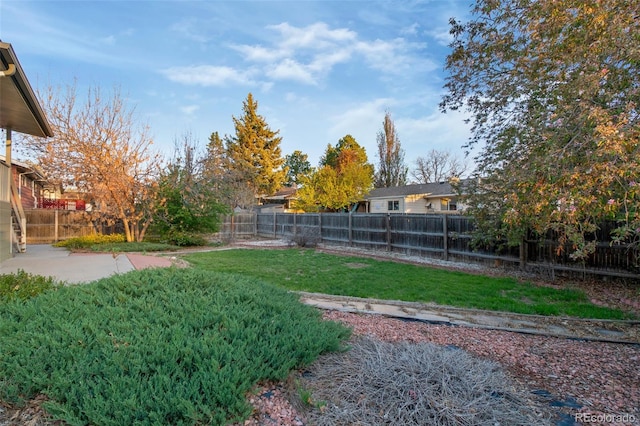 view of yard featuring a fenced backyard