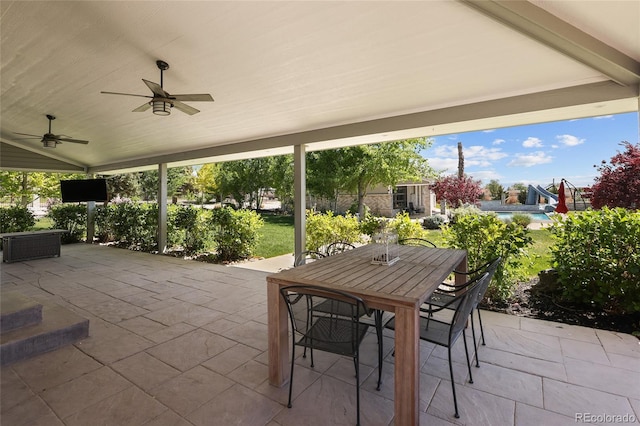 14712 Kalamath Ct, Westminster, CO 80023 - view of patio / terrace featuring outdoor dining area and a ceiling fan