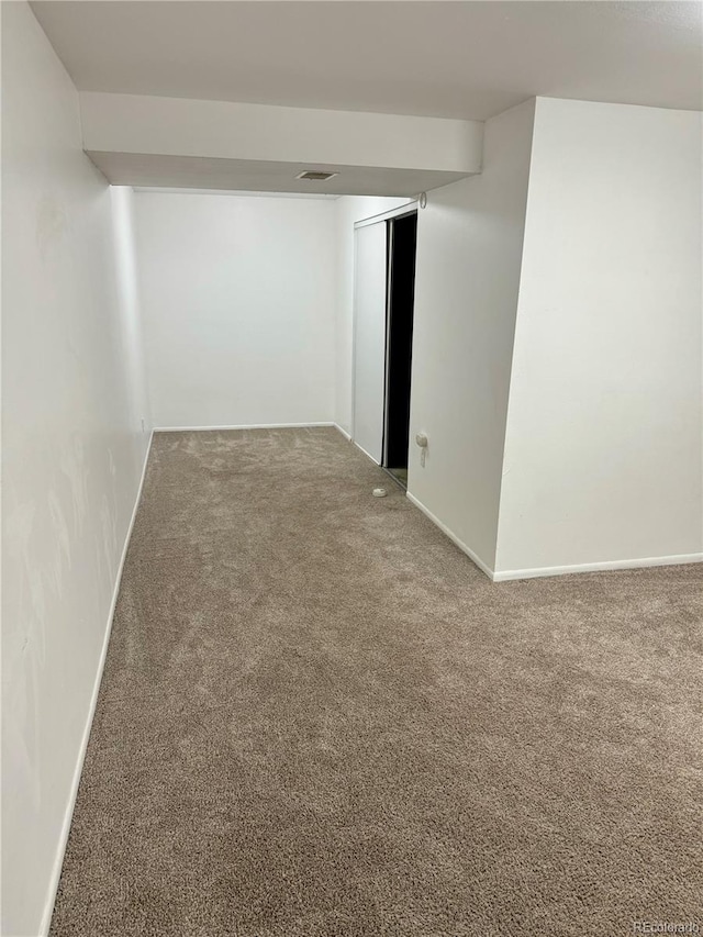 basement with carpet