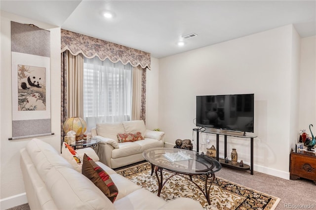 living room featuring carpet floors