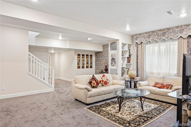 living room with carpet floors