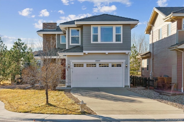 view of front of house with a garage