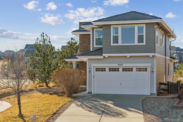 view of front of house with a garage