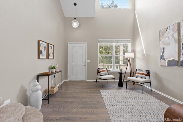 8982 Miners Pl, Highlands Ranch, CO 80126 - foyer with a towering ceiling and dark wood finished floors