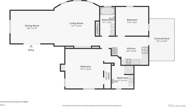 1215 N Emerson St Unit A, Denver, CO 80218 - view of home floor plan