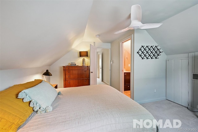 2965 S Gilpin St, Denver, CO 80210 - bedroom with lofted ceiling, carpet, and a ceiling fan