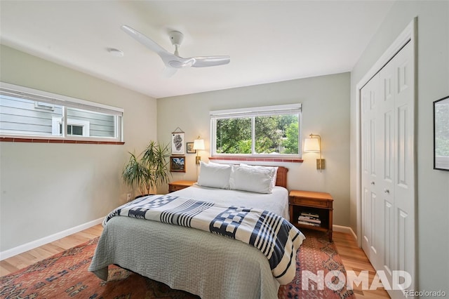 2965 S Gilpin St, Denver, CO 80210 - bedroom featuring a closet, wood finished floors, and ceiling fan
