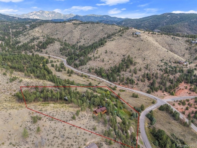 aerial view with a mountain view