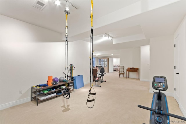 7444 E 9th Ave, Denver, CO 80230 - workout area with carpet, track lighting, and baseboards
