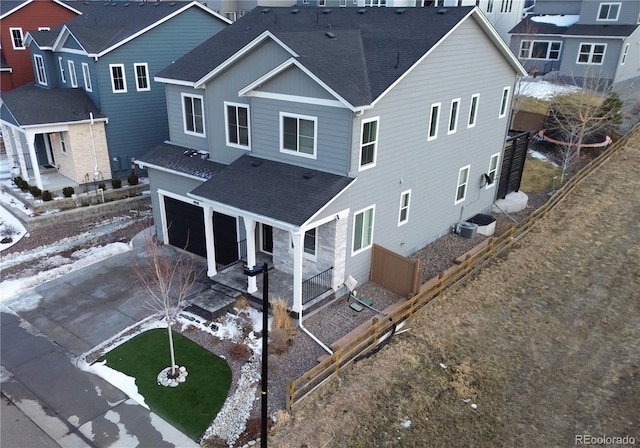 bird's eye view with a residential view