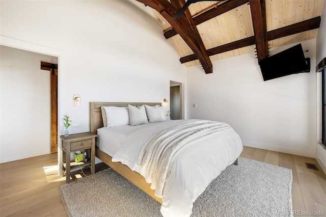 534 W Meadow Rd, Evergreen, CO 80439 - bedroom with wood ceiling and light wood-style floors