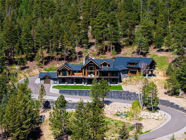 534 W Meadow Rd, Evergreen, CO 80439 - view from above of property with a forest