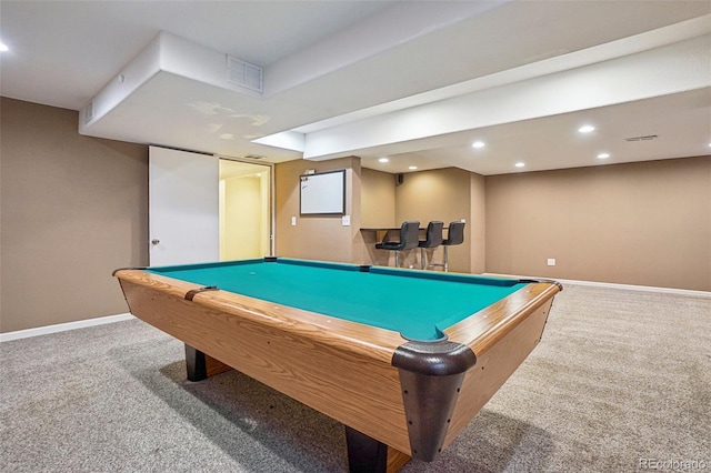 215 Sunland St, Louisville, CO 80027 - recreation room featuring carpet floors, recessed lighting, and billiards