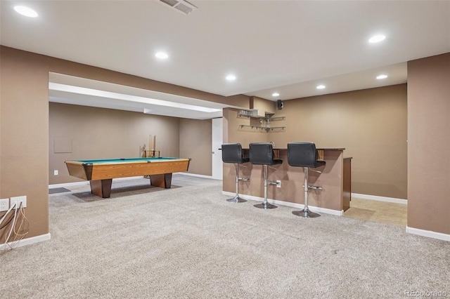 215 Sunland St, Louisville, CO 80027 - game room with carpet floors, a dry bar, recessed lighting, and billiards table
