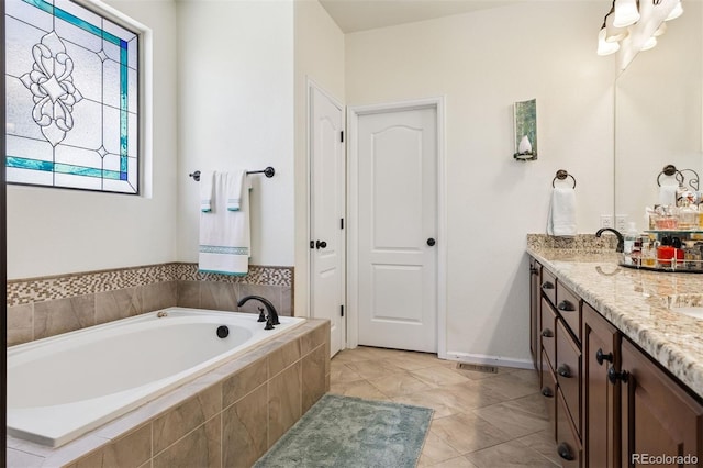 12189 Windy Trail Ln, Parker, CO 80138 - bathroom featuring double vanity, a bath, and tile patterned floors