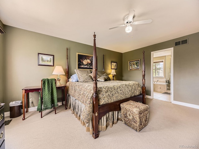 9625 S Hackberry St, Highlands Ranch, CO 80129 - carpeted bedroom with ensuite bathroom and ceiling fan