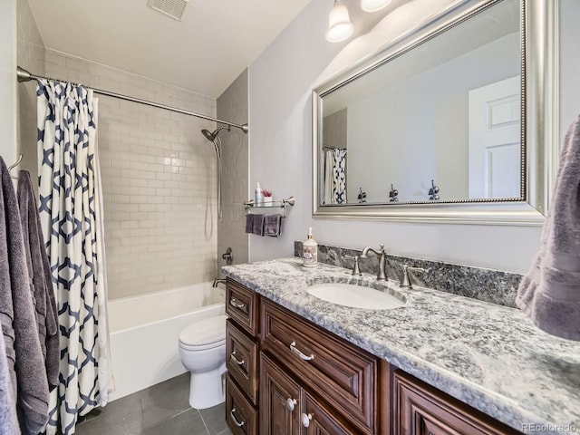 9625 S Hackberry St, Highlands Ranch, CO 80129 - full bath with vanity, tile patterned floors, and shower / tub combo with curtain