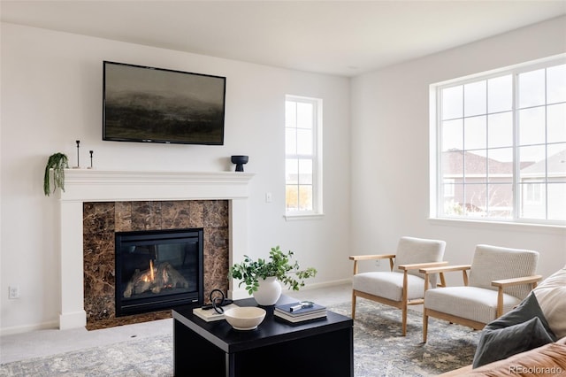 living room featuring carpet flooring