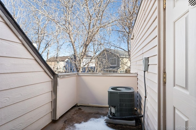 view of patio / terrace featuring a balcony and central AC unit