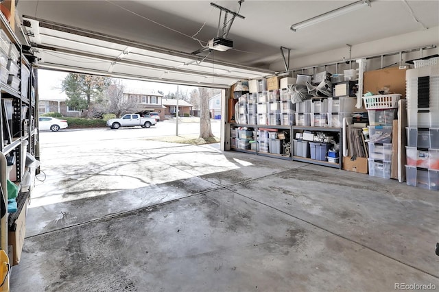 garage with a garage door opener