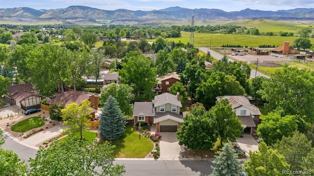 birds eye view of property featuring a residential view and a mountain view