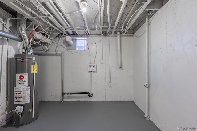 basement with gas water heater