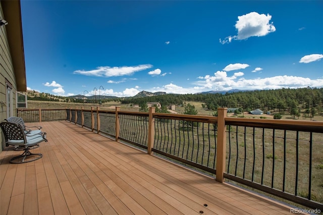 deck with a mountain view