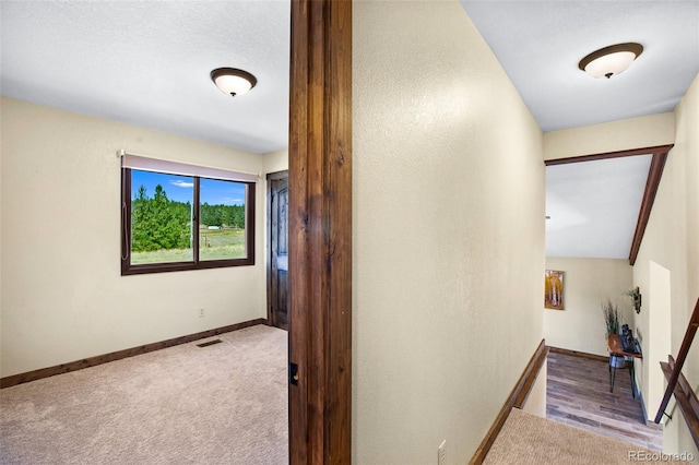 hallway with light carpet