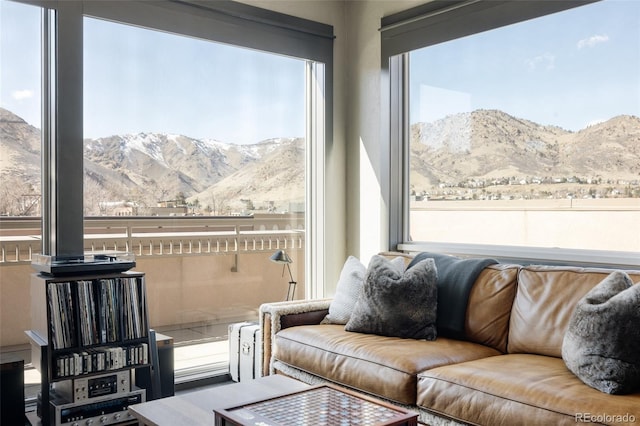 interior space featuring a mountain view