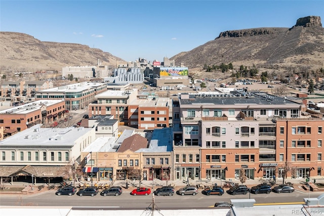 bird's eye view with a mountain view